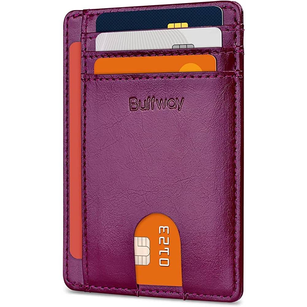 Buffway Slim Minimalist Front Pocket RFID Blocking Leather Wallets for Men Women | Multiple Colors - APU