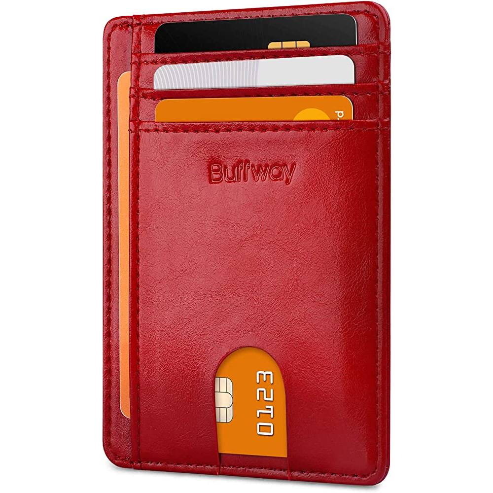 Buffway Slim Minimalist Front Pocket RFID Blocking Leather Wallets for Men Women | Multiple Colors - ACH