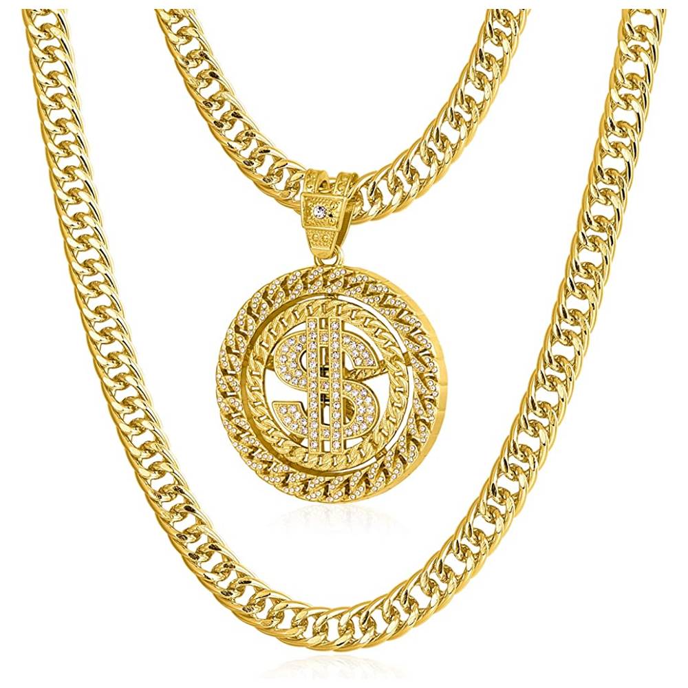 Gold Chain for Men with Dollar Sign Pendant Necklace | Multiple Colors - STELE
