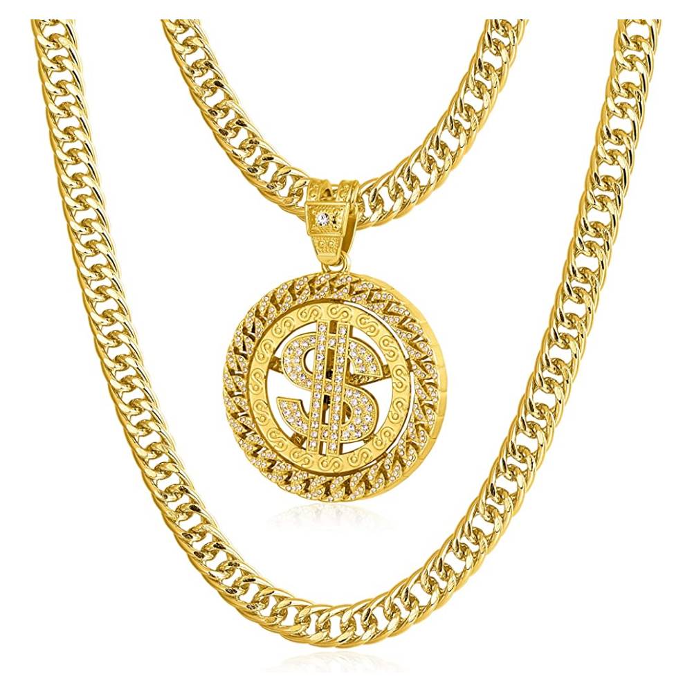Gold Chain for Men with Dollar Sign Pendant Necklace | Multiple Colors - STDL