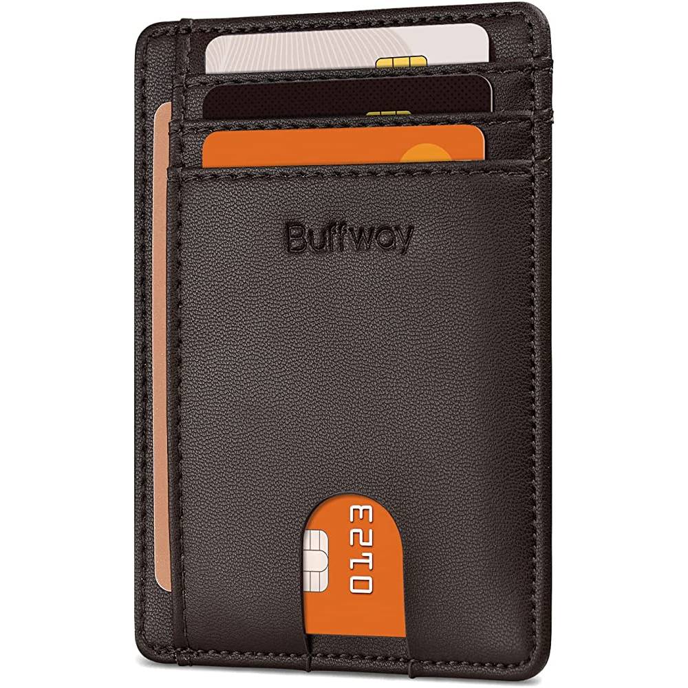 Buffway Slim Minimalist Front Pocket RFID Blocking Leather Wallets for Men Women | Multiple Colors - SCH