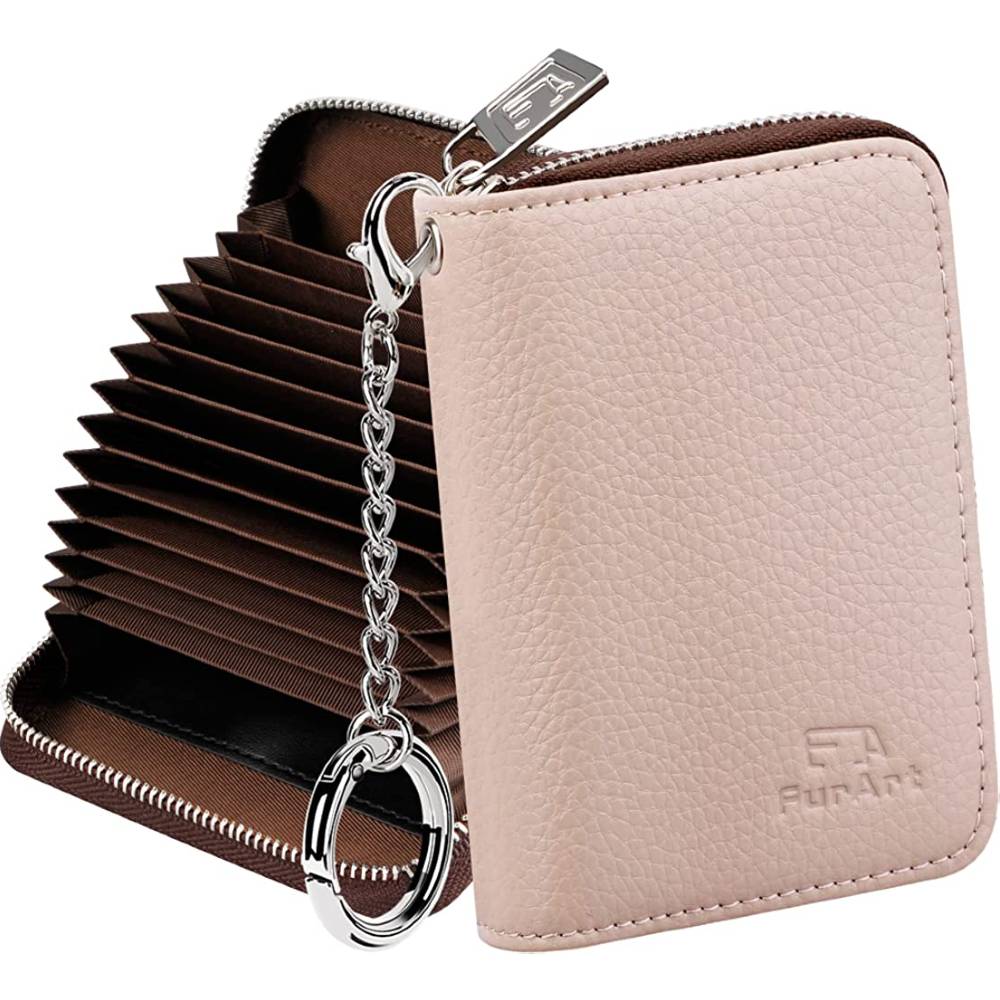 FurArt Credit Card Wallet, Zipper Card Cases Holder for Men Women, RFID Blocking, Keychain Wallet, Compact Size | Multiple Colors - BE