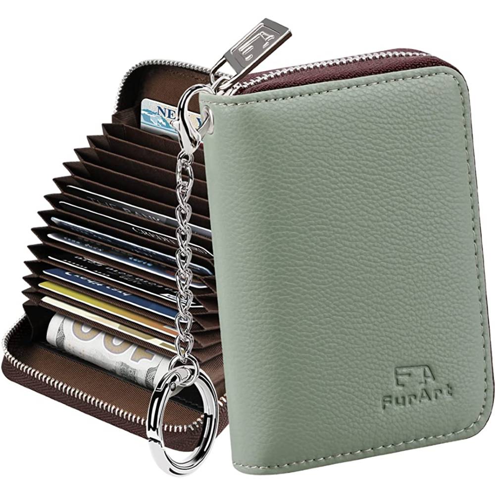 FurArt Credit Card Wallet, Zipper Card Cases Holder for Men Women, RFID Blocking, Keychain Wallet, Compact Size | Multiple Colors - SP
