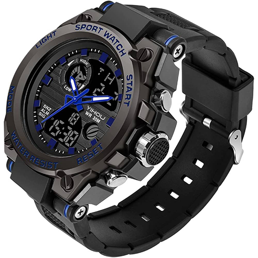 Men's Military Watch Outdoor Sports Electronic Watch Tactical Army Wristwatch LED Stopwatch Waterproof Digital Analog Watches | Multiple Colors - BL