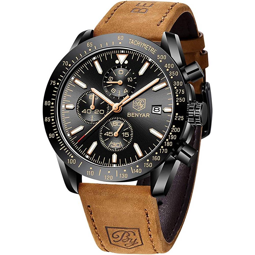 Mens Watches BY BENYAR Chronograph Analog Quartz Movement Stylish Sports Designer Wrist Watch 30M Waterproof Elegant Gift Watch for Men | Multiple Colors - BB