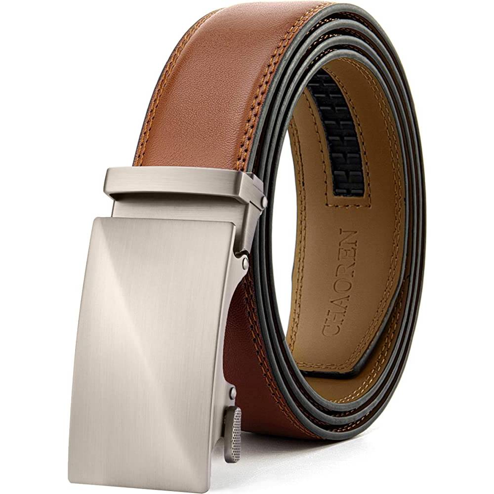 CHAOREN Ratchet Belt for men - Mens Belt Leather 1 3/8" for Casual Jeans - Micro Adjustable Belt Fit Everywhere - T