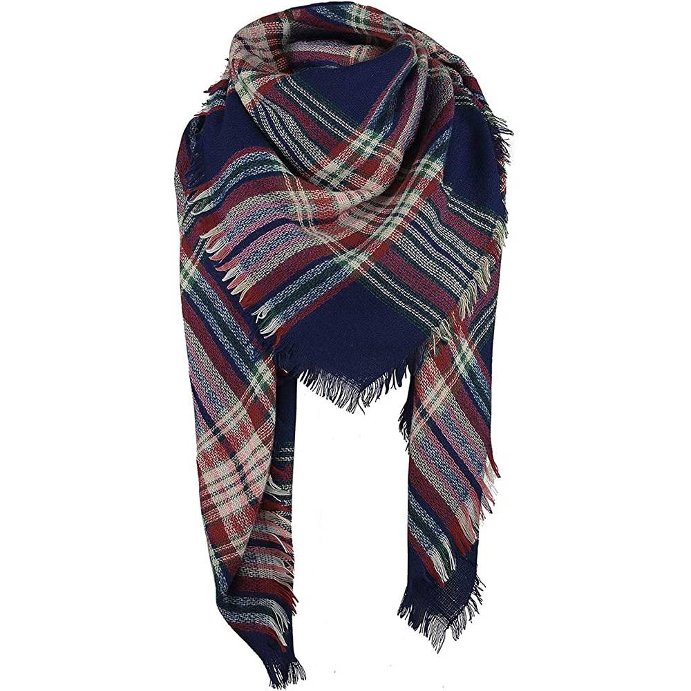 Women's Fall Winter Scarf Classic Tassel Plaid Scarf Warm Soft Chunky Large Blanket Wrap Shawl Scarves | Multiple Colors - SNBL