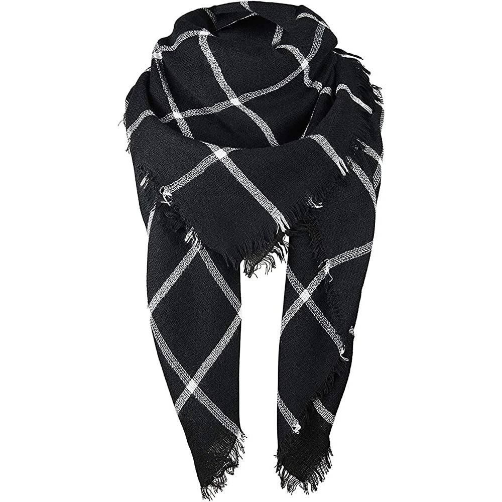 Women's Fall Winter Scarf Classic Tassel Plaid Scarf Warm Soft Chunky Large Blanket Wrap Shawl Scarves | Multiple Colors - SBL