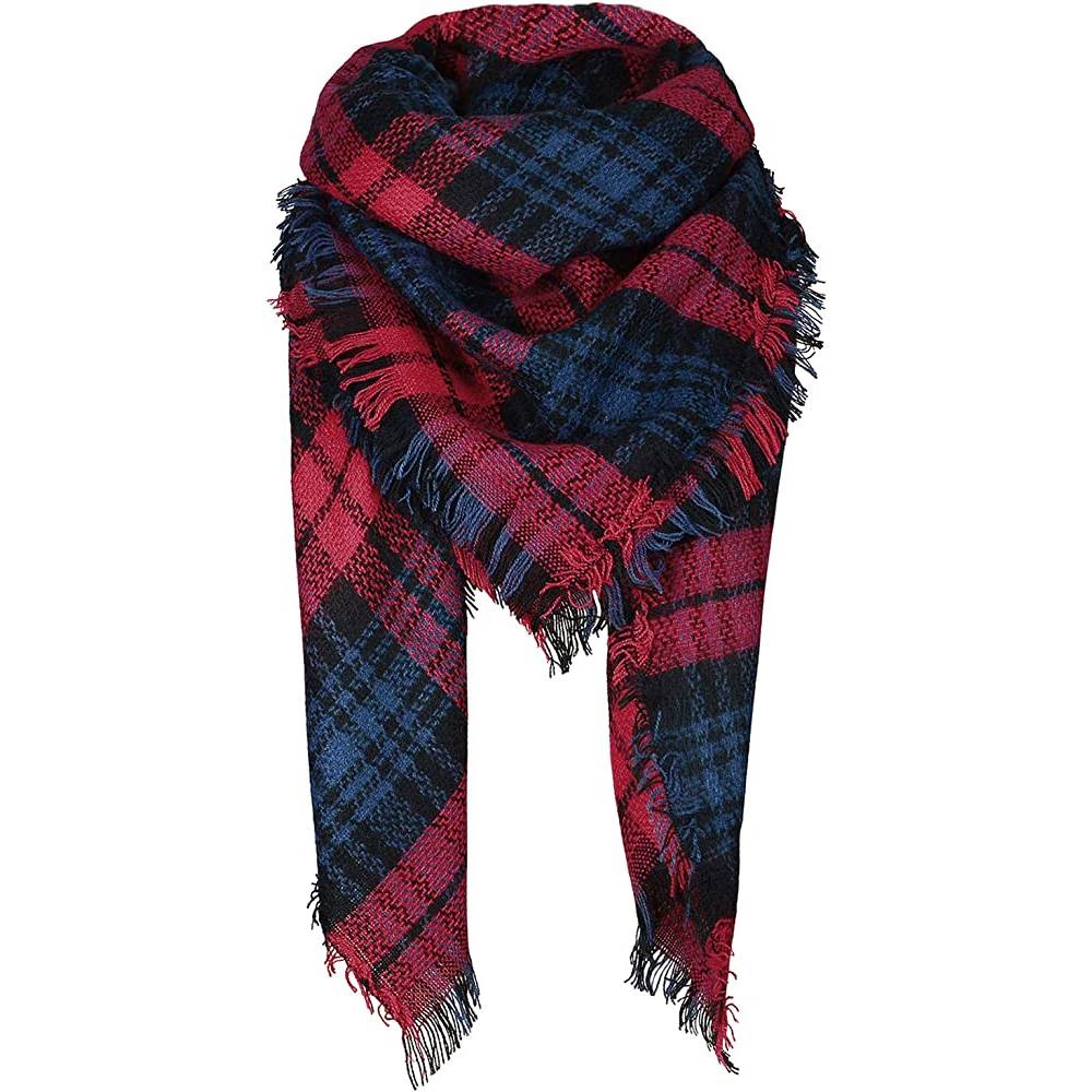 Women's Fall Winter Scarf Classic Tassel Plaid Scarf Warm Soft Chunky Large Blanket Wrap Shawl Scarves | Multiple Colors - SRN