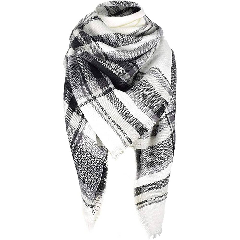 Women's Fall Winter Scarf Classic Tassel Plaid Scarf Warm Soft Chunky Large Blanket Wrap Shawl Scarves | Multiple Colors - SBW