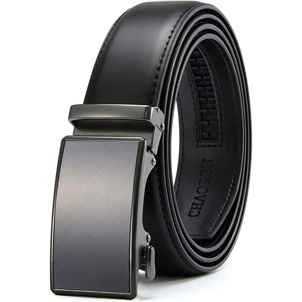 CHAOREN Ratchet Belt for men - Mens Belt Leather 1 3/8" for Casual Jeans - Micro Adjustable Belt Fit Everywhere - B
