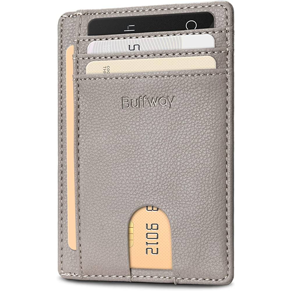 Buffway Slim Minimalist Front Pocket RFID Blocking Leather Wallets for Men Women | Multiple Colors - LK