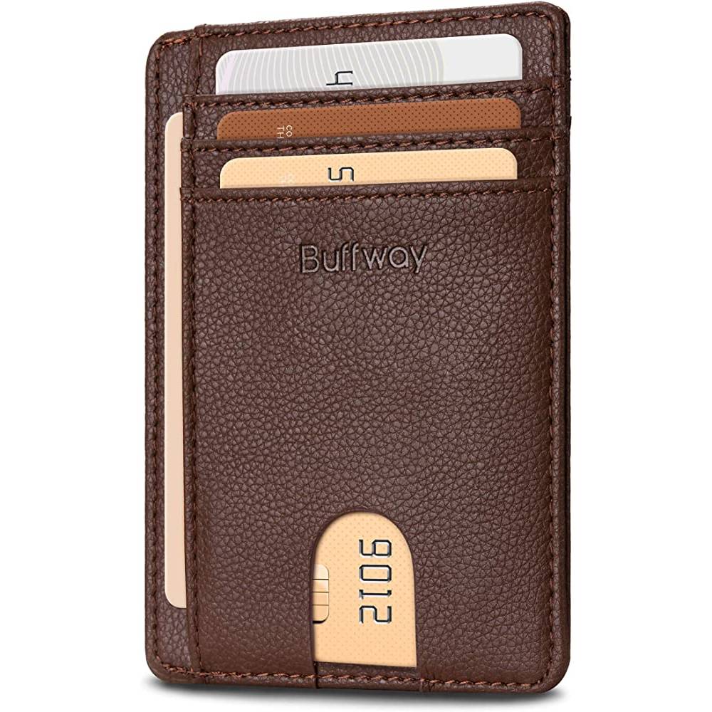 Buffway Slim Minimalist Front Pocket RFID Blocking Leather Wallets for Men Women | Multiple Colors - LC