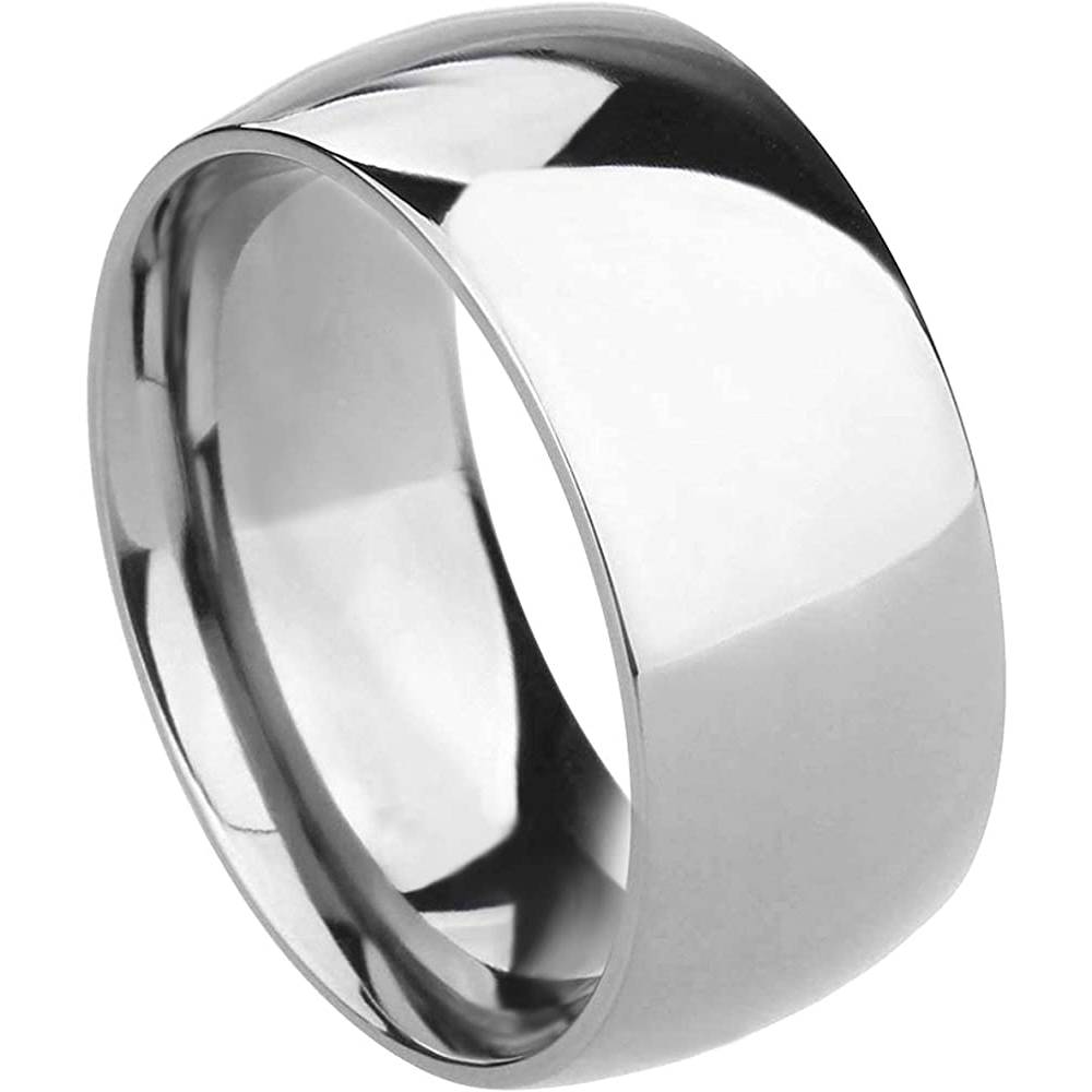 TIGRADE 2mm 4mm 6mm 8mm 10mm Titanium Ring Plain Dome High Polished Wedding Band Comfort Fit Size 3-15 | Multiple Colors and Sizes - S10MM