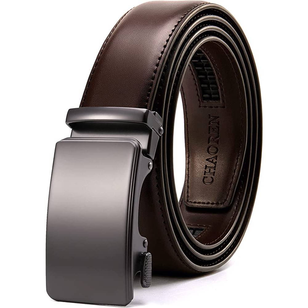 CHAOREN Ratchet Belt for men - Mens Belt Leather 1 3/8" for Casual Jeans - Micro Adjustable Belt Fit Everywhere - GUDB