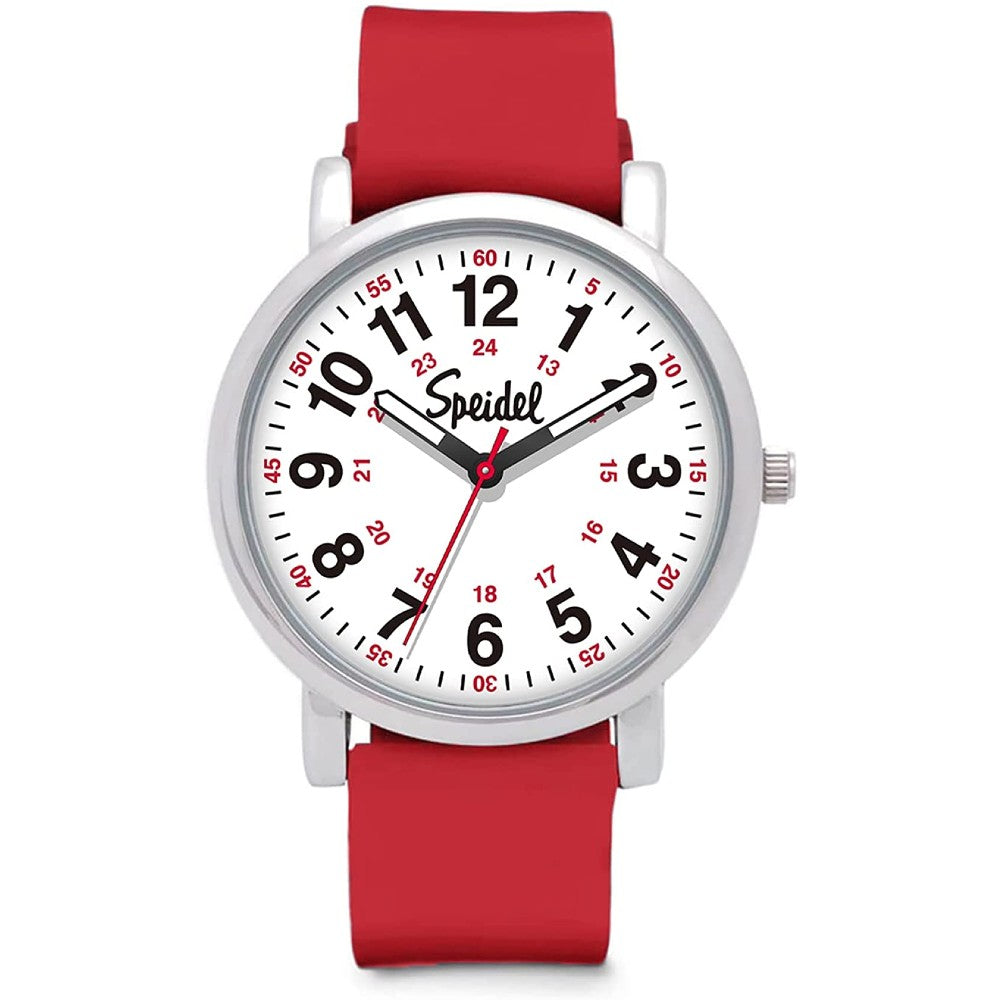 Speidel Original Scrub Watch™ for Nurse, Medical Professionals and Students – Various Medical Scrub Colors, Easy Read Dial, Military Time with Second Hand, Silicone Band, Water Resistant - R