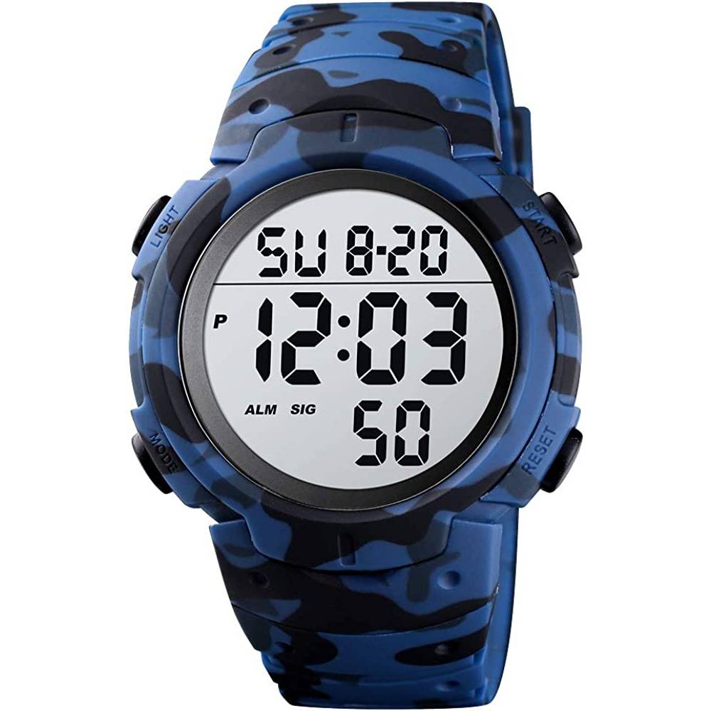 Mens Digital Sports Watch LED Screen Large Face Military Watches for Men Waterproof Casual Luminous Stopwatch Alarm Simple Army Watch - BLC