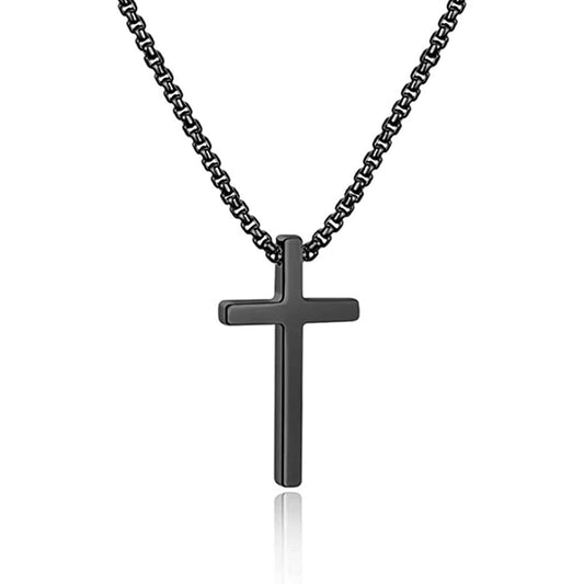 IEFSHINY Cross Necklace for Men, Stainless Steel Cross Pendant Necklaces for Men Pendant Chain 16-30 Inches Chain Gold Silver Black Cross Necklace | Multiple Colors - BCP