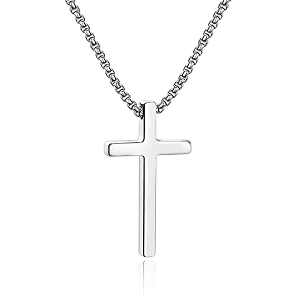 IEFSHINY Cross Necklace for Men, Stainless Steel Cross Pendant Necklaces for Men Pendant Chain 16-30 Inches Chain Gold Silver Black Cross Necklace | Multiple Colors - SCPE