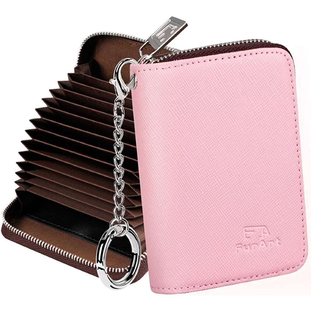 FurArt Credit Card Wallet, Zipper Card Cases Holder for Men Women, RFID Blocking, Keychain Wallet, Compact Size | Multiple Colors - PIK