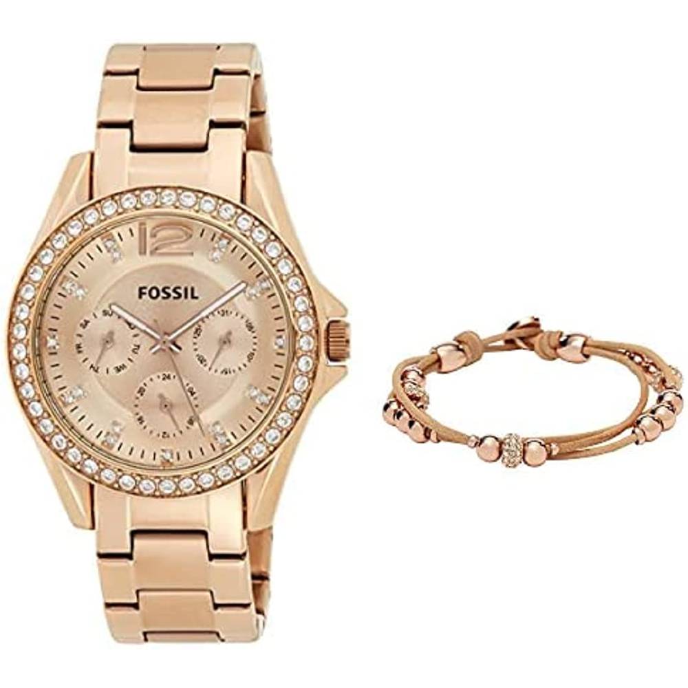 Fossil Women's Riley Stainless Steel Crystal-Accented Multifunction Quartz Watch - BB