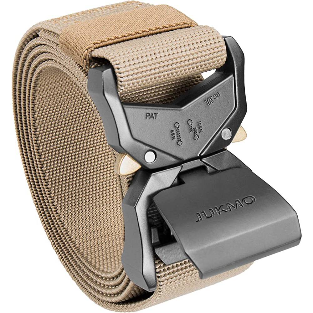 JUKMO Tactical Belt, Military Hiking Rigger 1.5" Nylon Web Work Belt with Heavy Duty Quick Release Buckle | Multiple Colors - CO