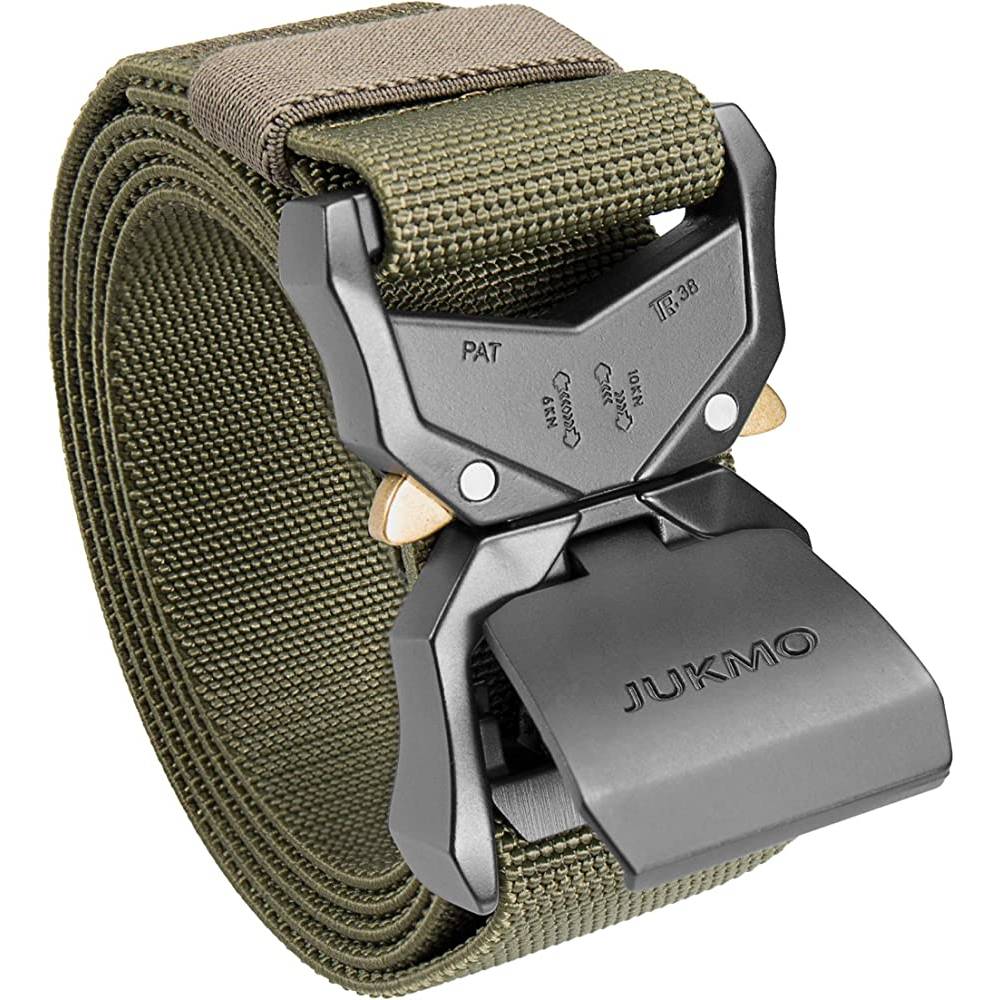 JUKMO Tactical Belt, Military Hiking Rigger 1.5" Nylon Web Work Belt with Heavy Duty Quick Release Buckle | Multiple Colors - AGR
