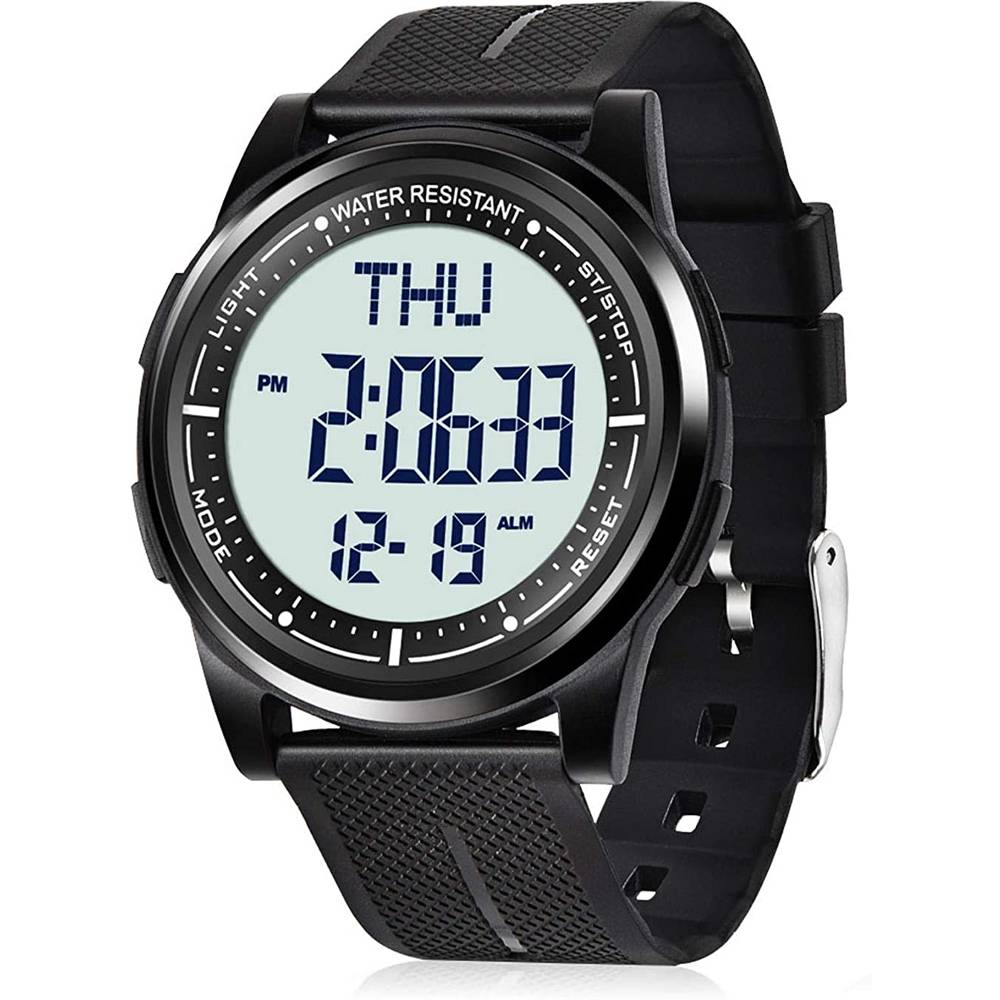 Beeasy Digital Watch Waterproof with Stopwatch Alarm Countdown Dual Time, Ultra-Thin Super Wide-Angle Display Digital Wrist Watches for Men | Multiple Colors - B