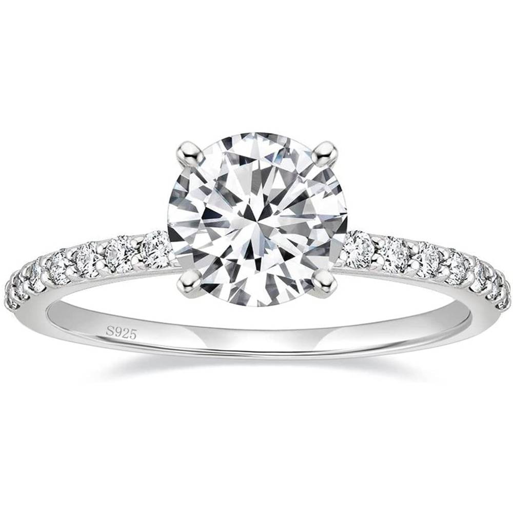 EAMTI 925 Sterling Silver 1.25 CT Round Solitaire Cubic Zirconia Engagement Ring Halo Promise Ring Size 4-11.5 | Multiple Colors and Sizes - S