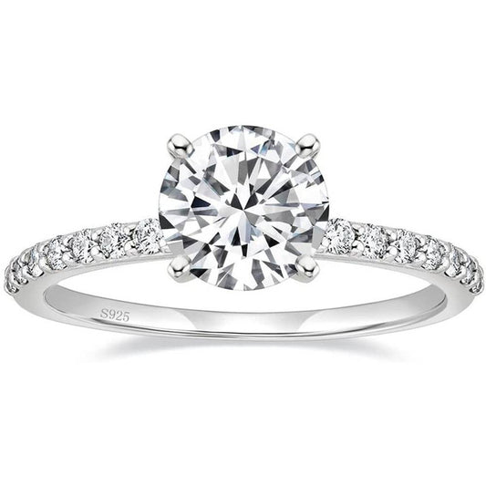 EAMTI 925 Sterling Silver 1.25 CT Round Solitaire Cubic Zirconia Engagement Ring Halo Promise Ring Size 4-11.5 | Multiple Colors and Sizes - S