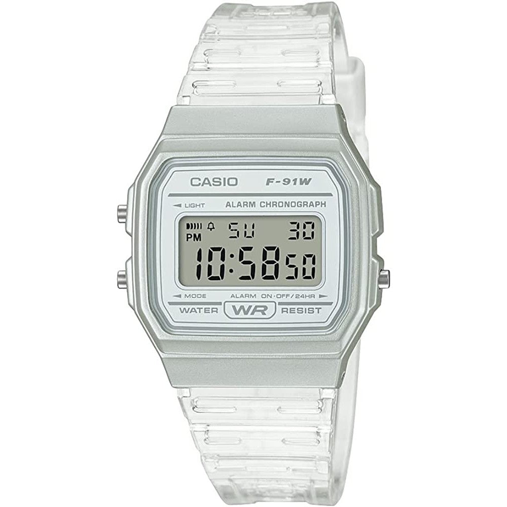 Casio F91W-1 Classic Resin Strap Digital Sport Watch - Clear