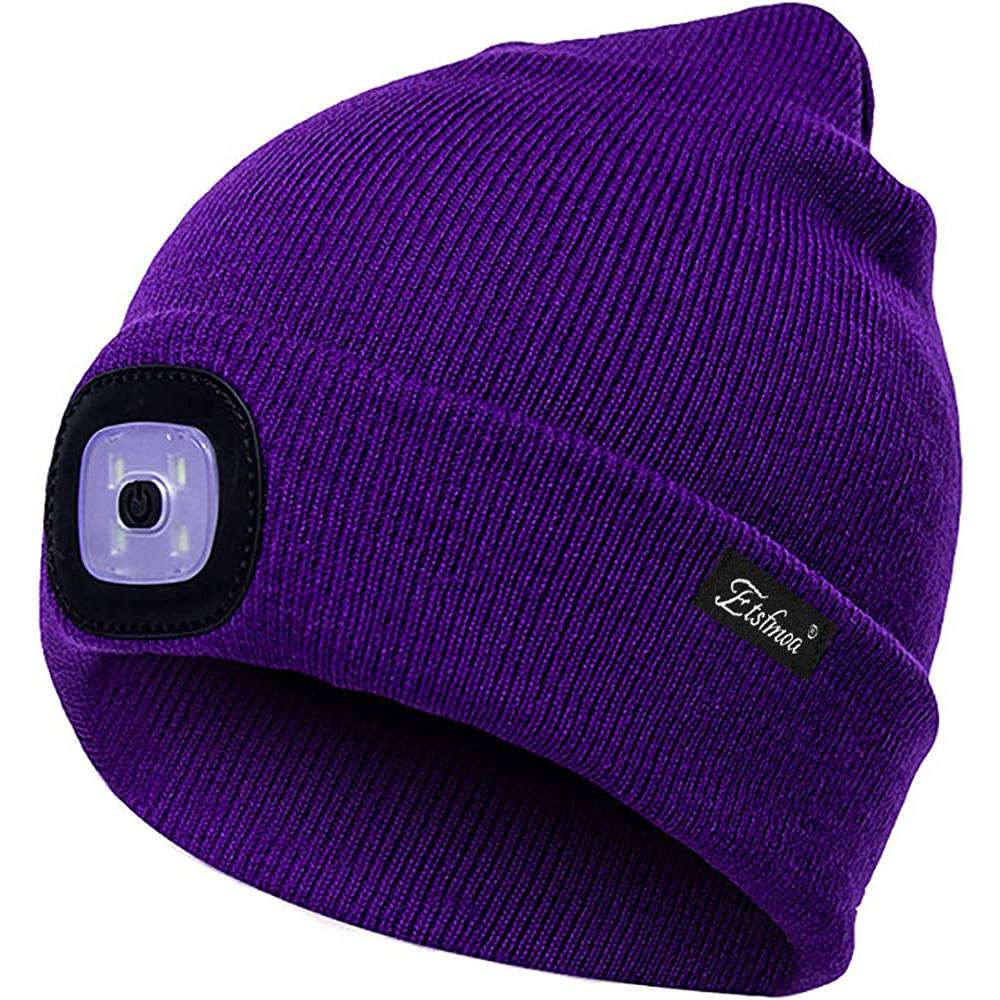 Etsfmoa Unisex Beanie Hat with The Light Gifts for Men Dad Father USB Rechargeable Caps | Multiple Colors - PU