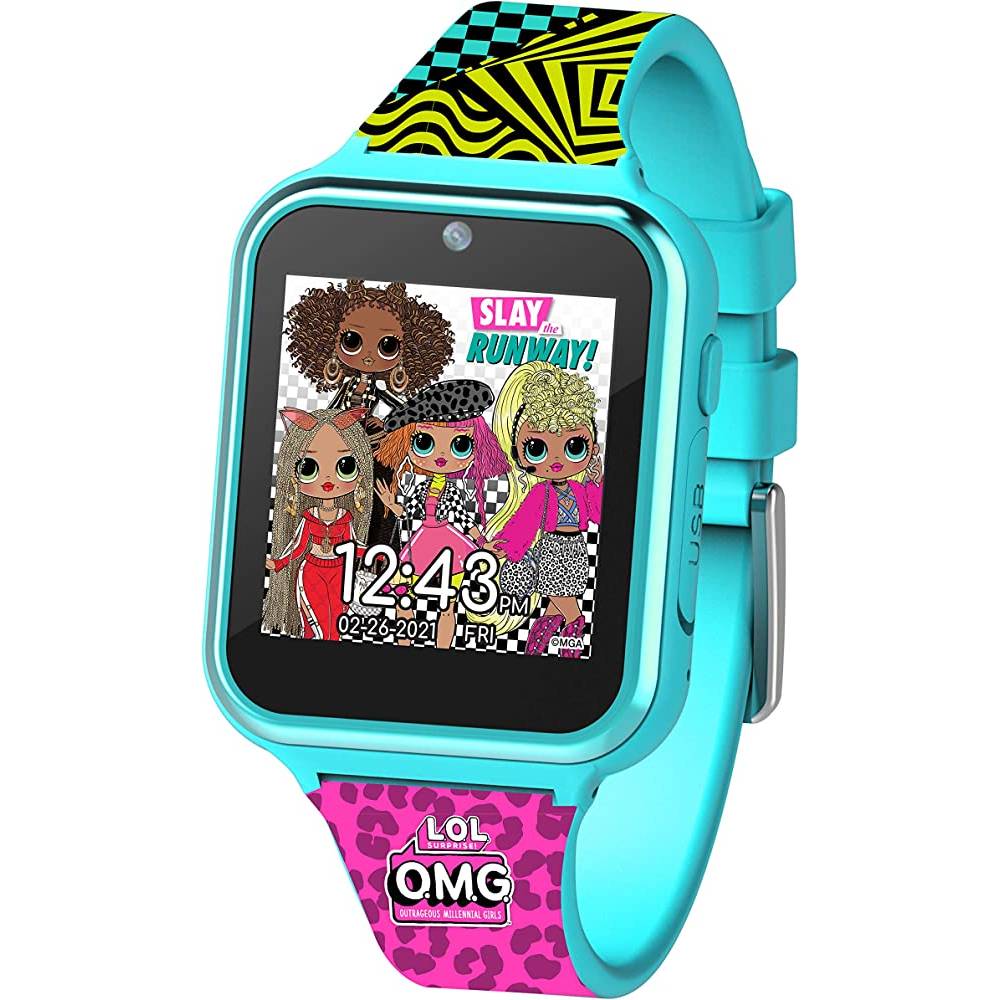 Accutime Kids LOL Surprise Checker Pink Educational Learning Touchscreen Smart Watch Toy for Girls, Boys, Toddlers - Selfie Cam, Learning Games, Alarm, Calculator, Pedometer & More (Model: LOL4296AZ) - T