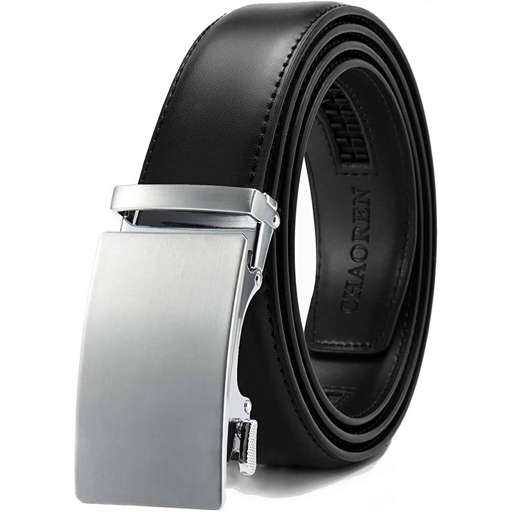 CHAOREN Ratchet Belt for men - Mens Belt Leather 1 3/8" for Casual Jeans - Micro Adjustable Belt Fit Everywhere - SBB