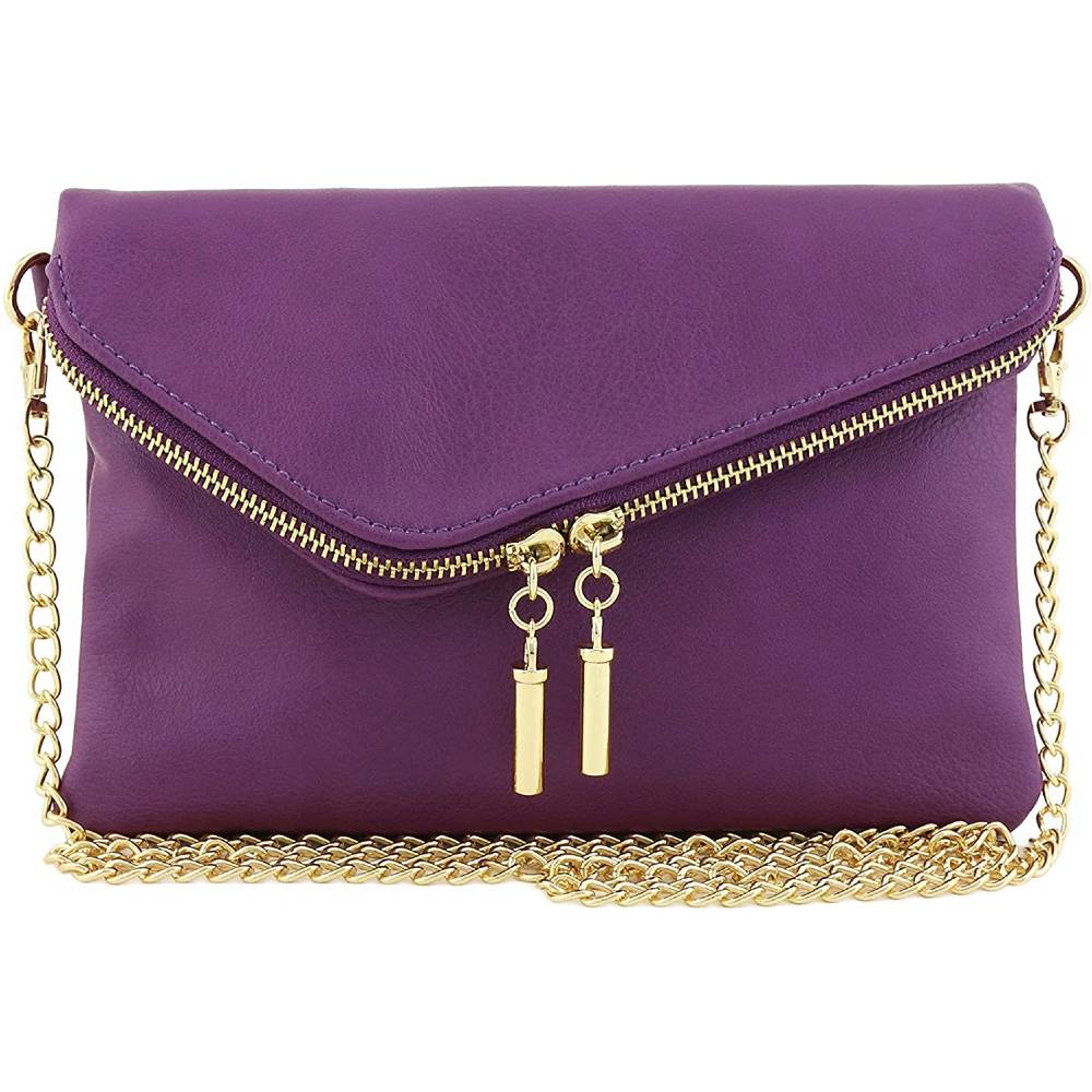 Envelope Wristlet Clutch Crossbody Bag with Chain Strap - PU