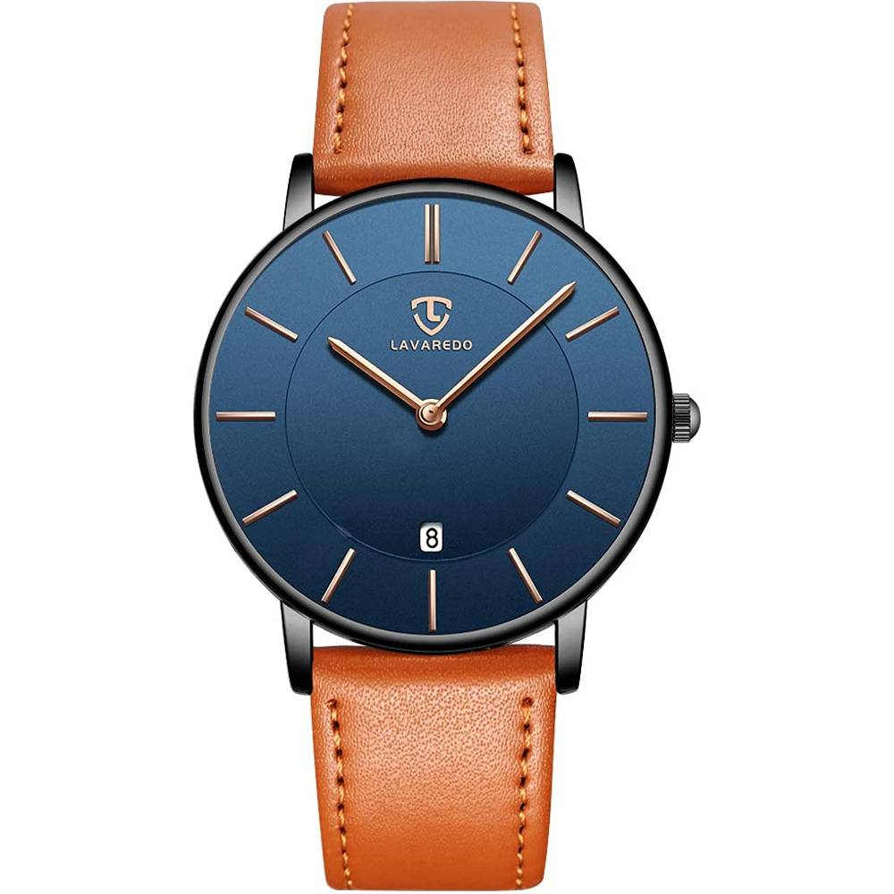 Mens Watches, Minimalist Fashion Simple Wrist Watch for Men Analog Date with Leather Strap | Multiple Colors - OBL