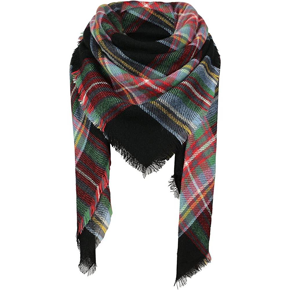 Women's Fall Winter Scarf Classic Tassel Plaid Scarf Warm Soft Chunky Large Blanket Wrap Shawl Scarves | Multiple Colors - RBL