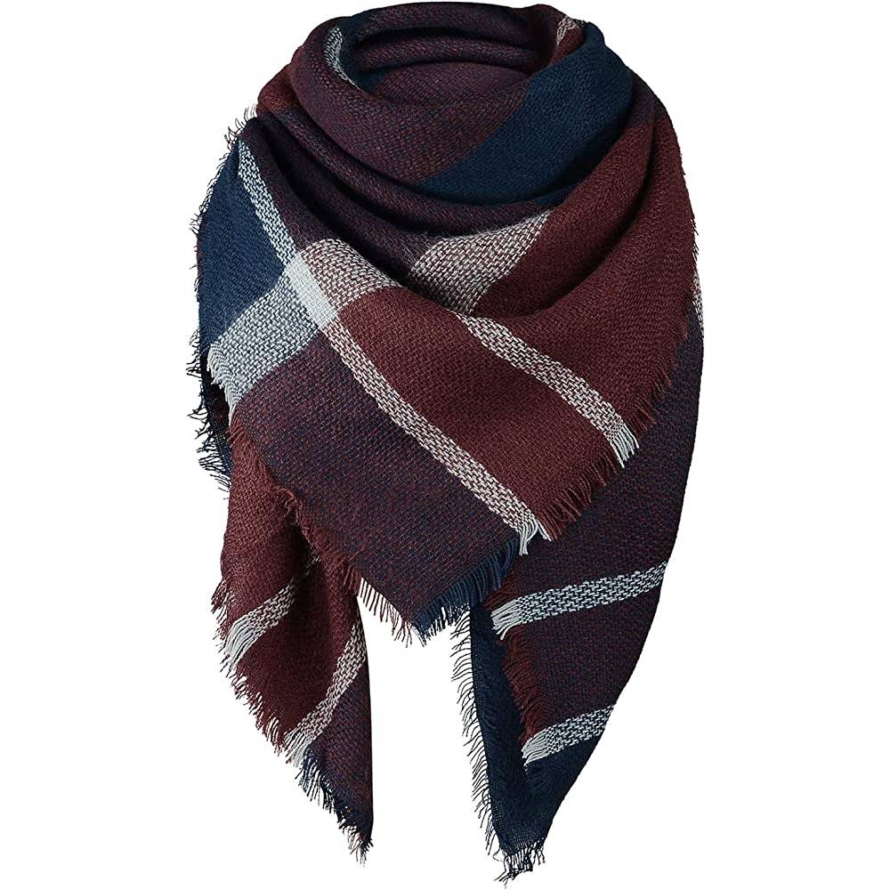 Women's Fall Winter Scarf Classic Tassel Plaid Scarf Warm Soft Chunky Large Blanket Wrap Shawl Scarves | Multiple Colors - BUPL