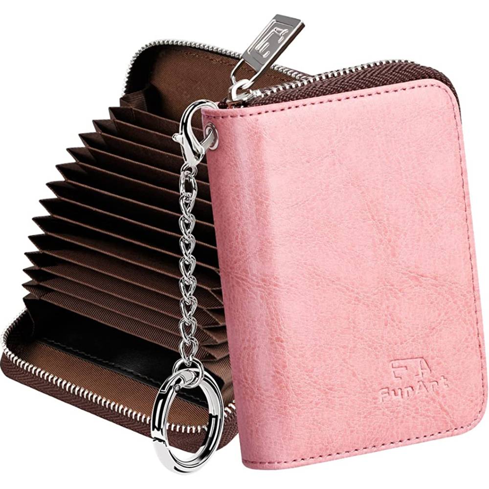 FurArt Credit Card Wallet, Zipper Card Cases Holder for Men Women, RFID Blocking, Keychain Wallet, Compact Size | Multiple Colors - RPK