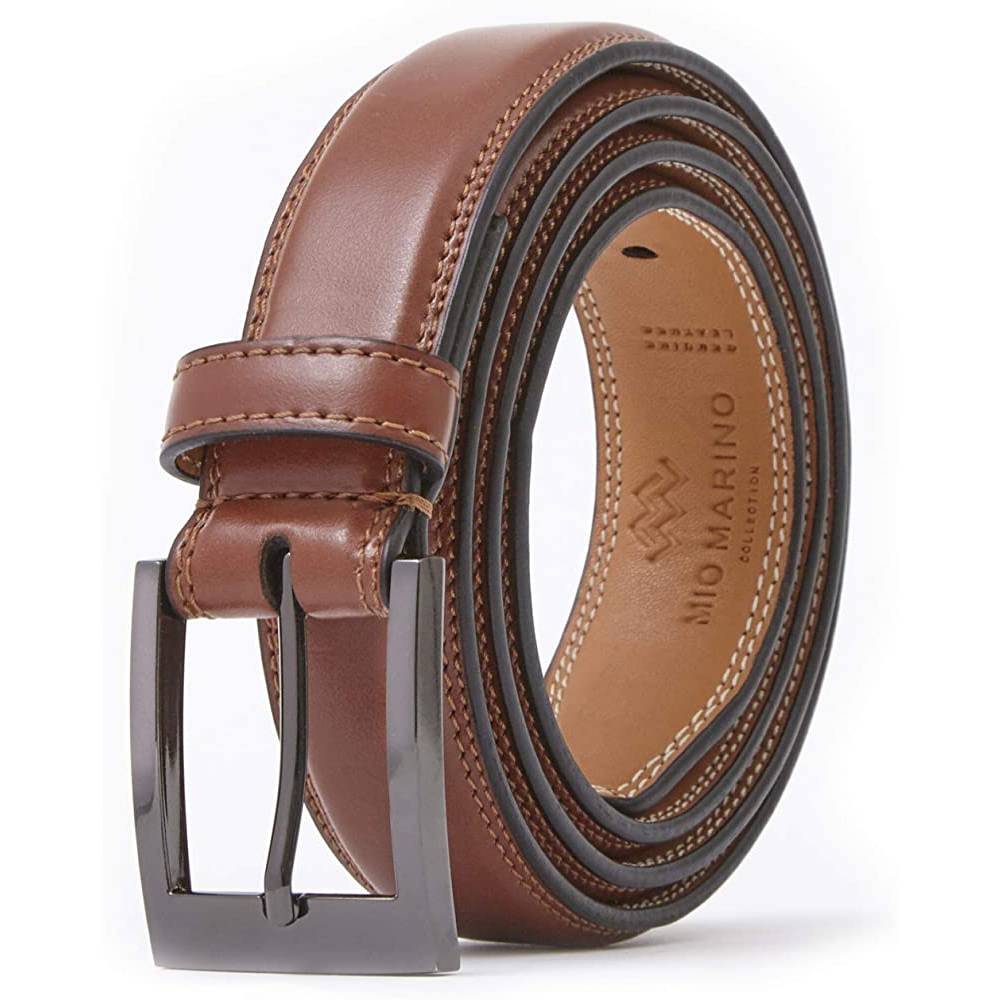 Marino’s Men Genuine Leather Dress Belt with Single Prong Buckle | Multiple Colors - EBO