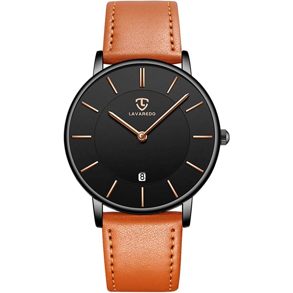 Mens Watches, Minimalist Fashion Simple Wrist Watch for Men Analog Date with Leather Strap | Multiple Colors - OB