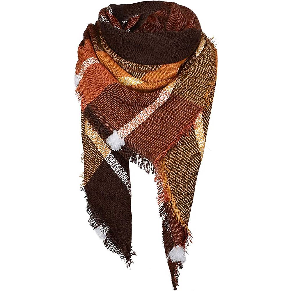 Women's Fall Winter Scarf Classic Tassel Plaid Scarf Warm Soft Chunky Large Blanket Wrap Shawl Scarves | Multiple Colors - SBY
