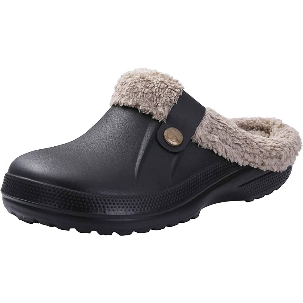Classic Fur Lined Clog Waterproof Winter House Slippers for Women Men | Multiple Colors and Sizes - BK