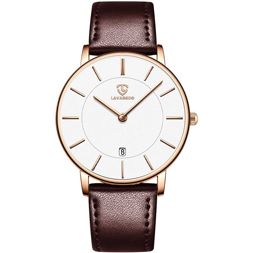 Mens Watches, Minimalist Fashion Simple Wrist Watch for Men Analog Date with Leather Strap | Multiple Colors - BRGY