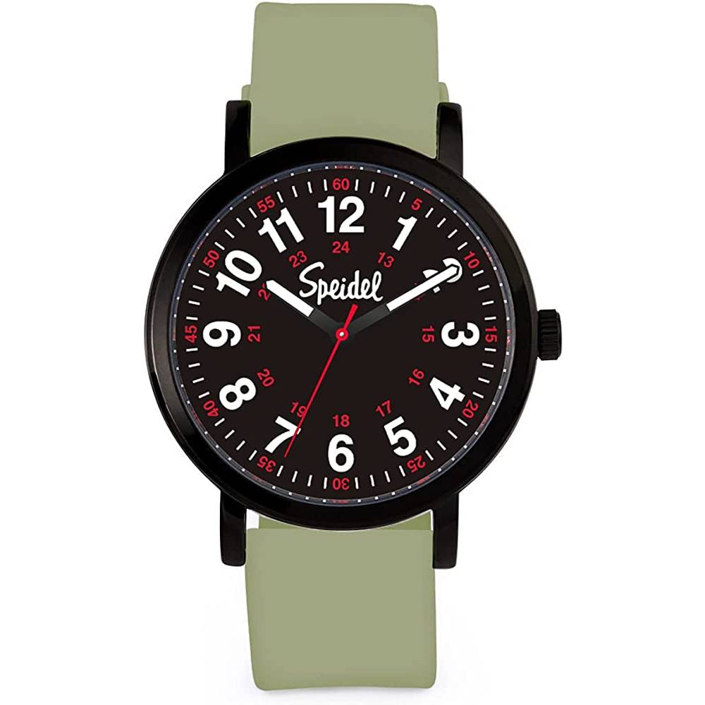 Speidel Original Scrub Watch™ for Nurse, Medical Professionals and Students – Various Medical Scrub Colors, Easy Read Dial, Military Time with Second Hand, Silicone Band, Water Resistant - SBD