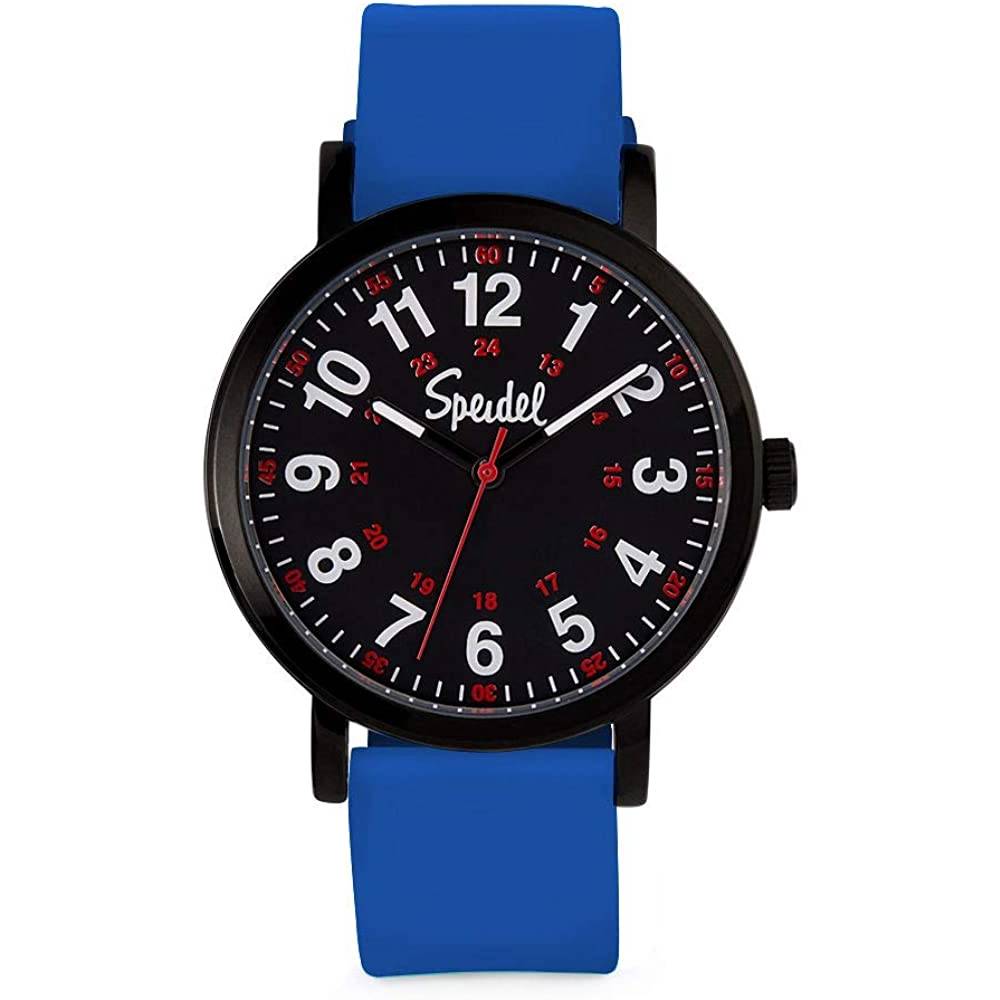 Speidel Original Scrub Watch™ for Nurse, Medical Professionals and Students – Various Medical Scrub Colors, Easy Read Dial, Military Time with Second Hand, Silicone Band, Water Resistant - RBBD