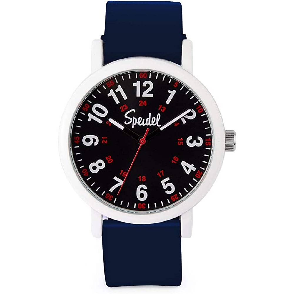 Speidel Original Scrub Watch™ for Nurse, Medical Professionals and Students – Various Medical Scrub Colors, Easy Read Dial, Military Time with Second Hand, Silicone Band, Water Resistant - NBLD
