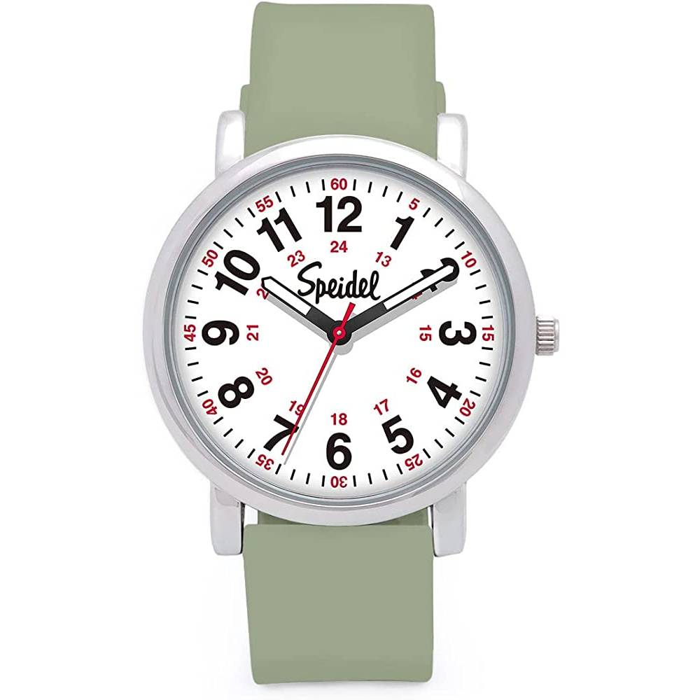 Speidel Original Scrub Watch™ for Nurse, Medical Professionals and Students – Various Medical Scrub Colors, Easy Read Dial, Military Time with Second Hand, Silicone Band, Water Resistant - SG