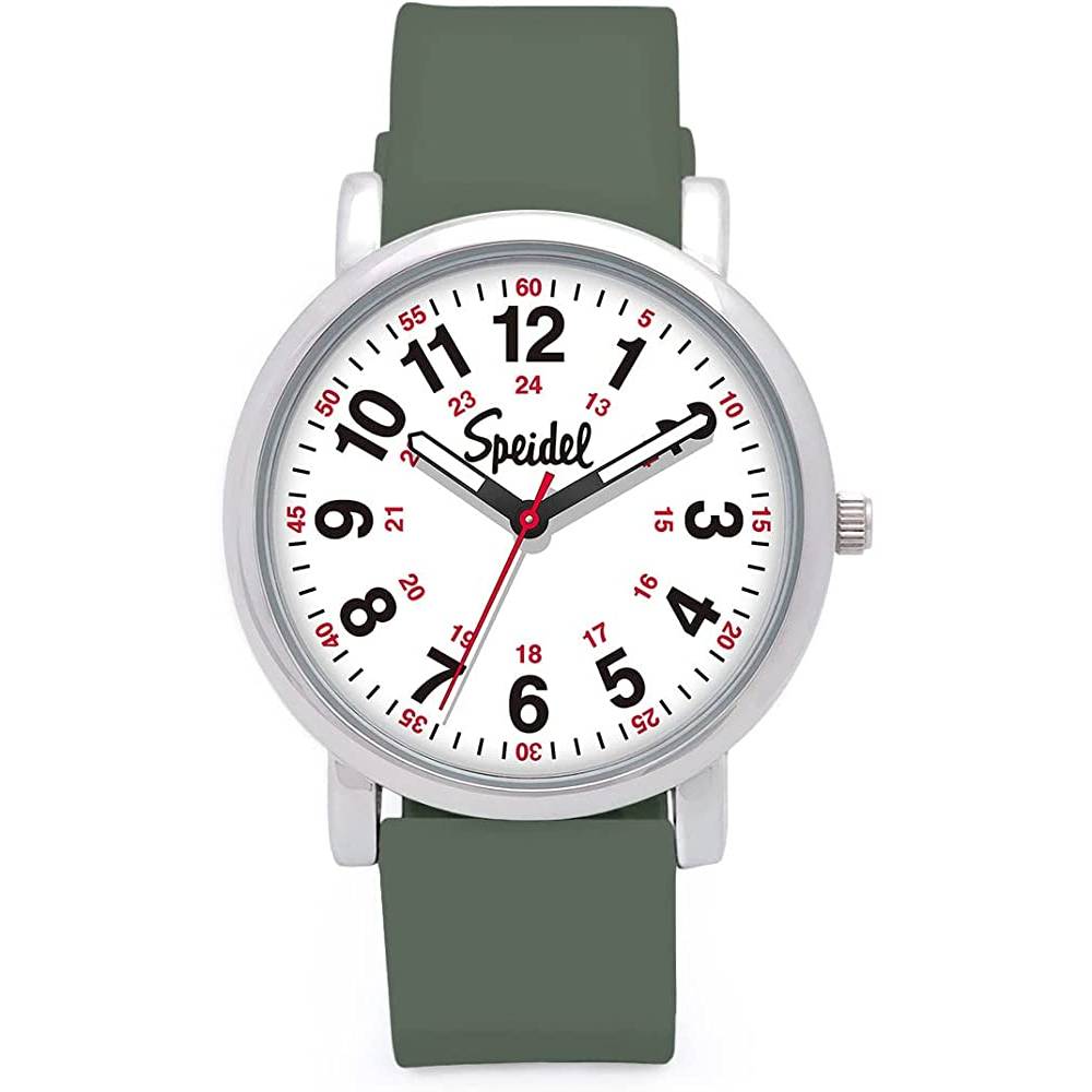 Speidel Original Scrub Watch™ for Nurse, Medical Professionals and Students – Various Medical Scrub Colors, Easy Read Dial, Military Time with Second Hand, Silicone Band, Water Resistant - AG