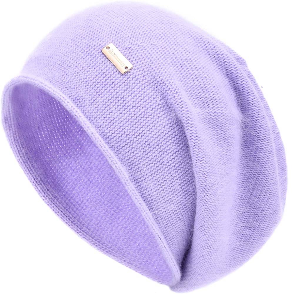 jaxmonoy Cashmere Slouchy Knit Beanie Hat for Women Winter Soft Warm Ladies Wool Knitted Skull Beanies Cap | Multiple Colors - L
